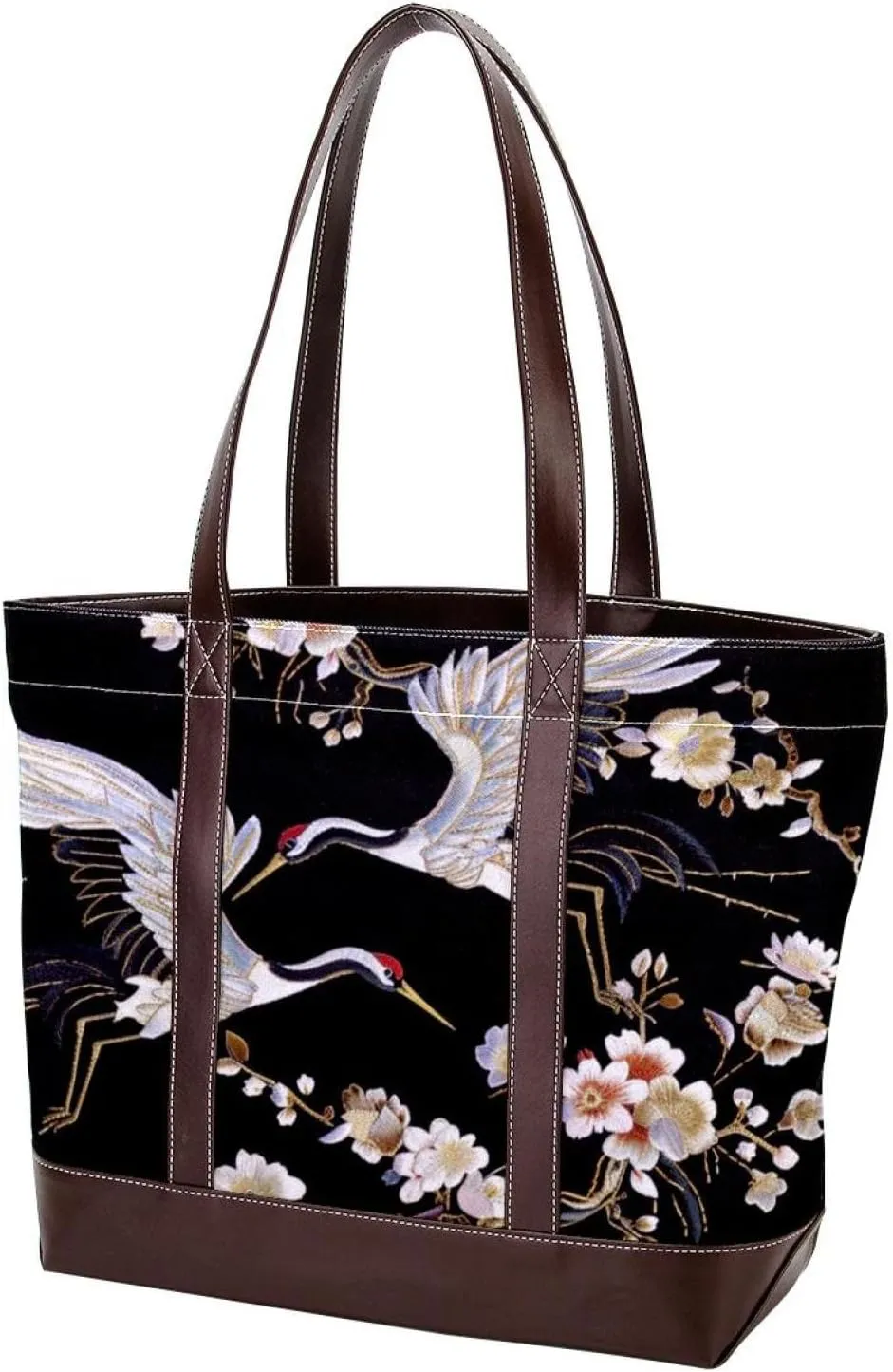 Purses for Women,Tote Bag for Women,Handbags for Women,White Crane and Flower