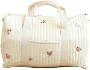 Quilted Duffle Bag For Women Cute Weekender Bag Floral Travel Bag Cotton Diaper Tote Bag