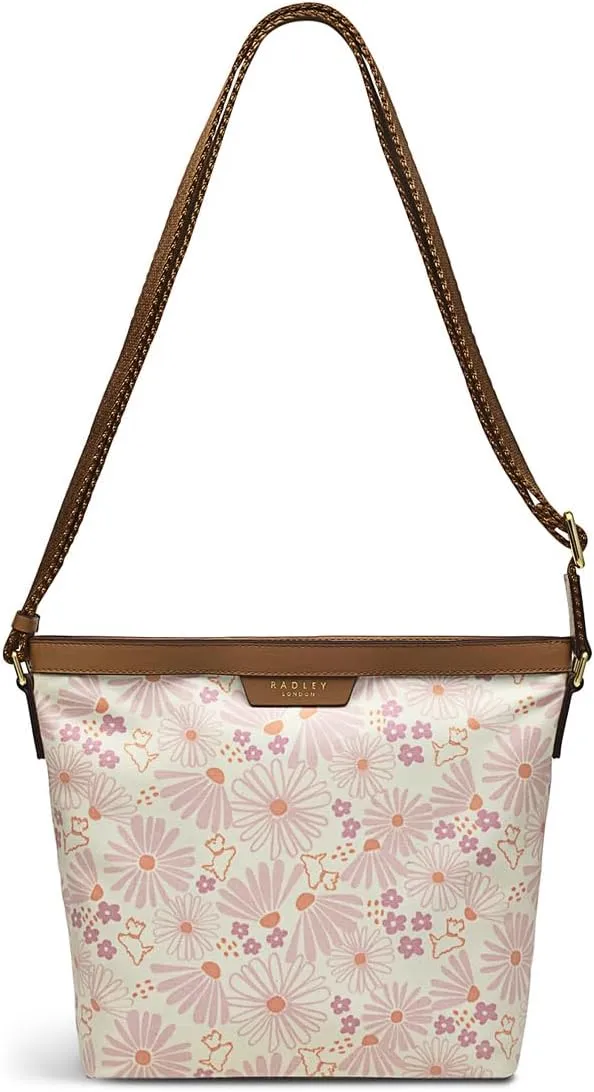 RADLEY London Blooms Responsible Women's Medium Recycled Fabric Ziptop Crossbody Bag, Chalk