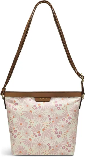 RADLEY London Blooms Responsible Women's Medium Recycled Fabric Ziptop Crossbody Bag, Chalk