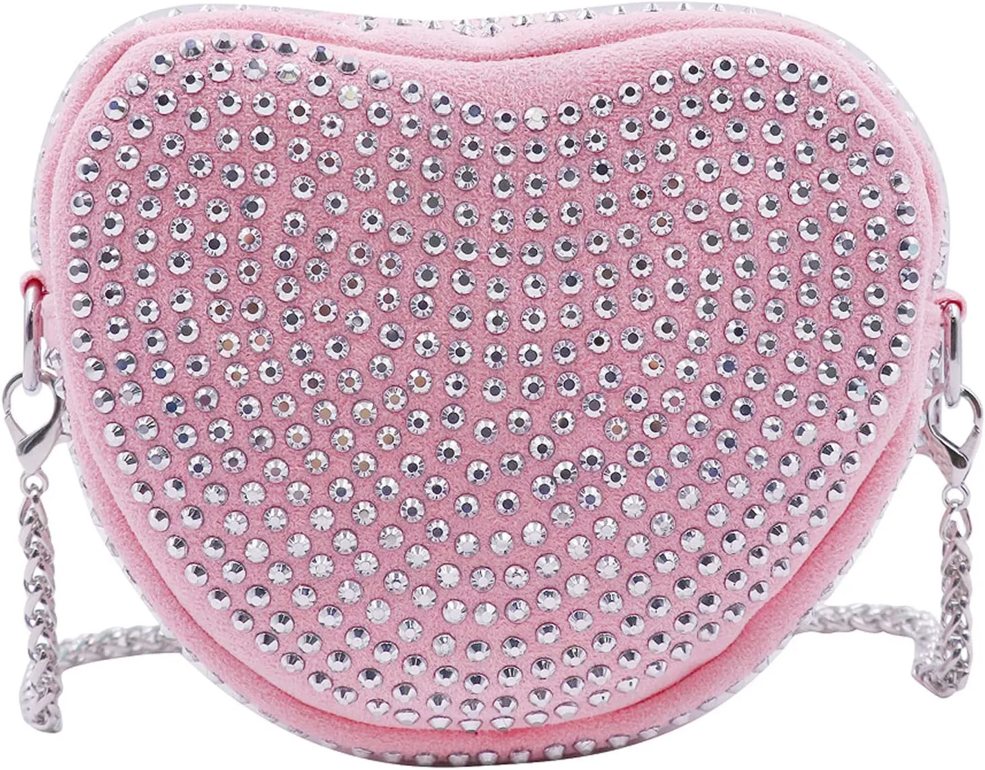 RARITYUS Cute Heart Shaped Purse Bling Rhinestone Crossbody for Women Girls Wallet Shoulder Bag with Chain Strap