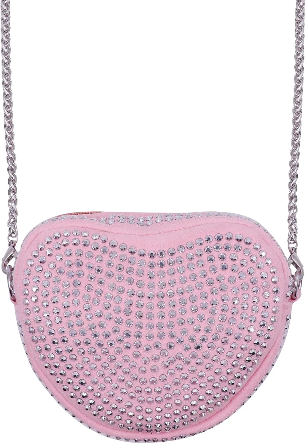 RARITYUS Cute Heart Shaped Purse Bling Rhinestone Crossbody for Women Girls Wallet Shoulder Bag with Chain Strap