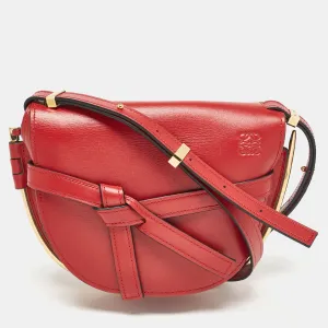 Red Leather Metal Gate Shoulder Bag