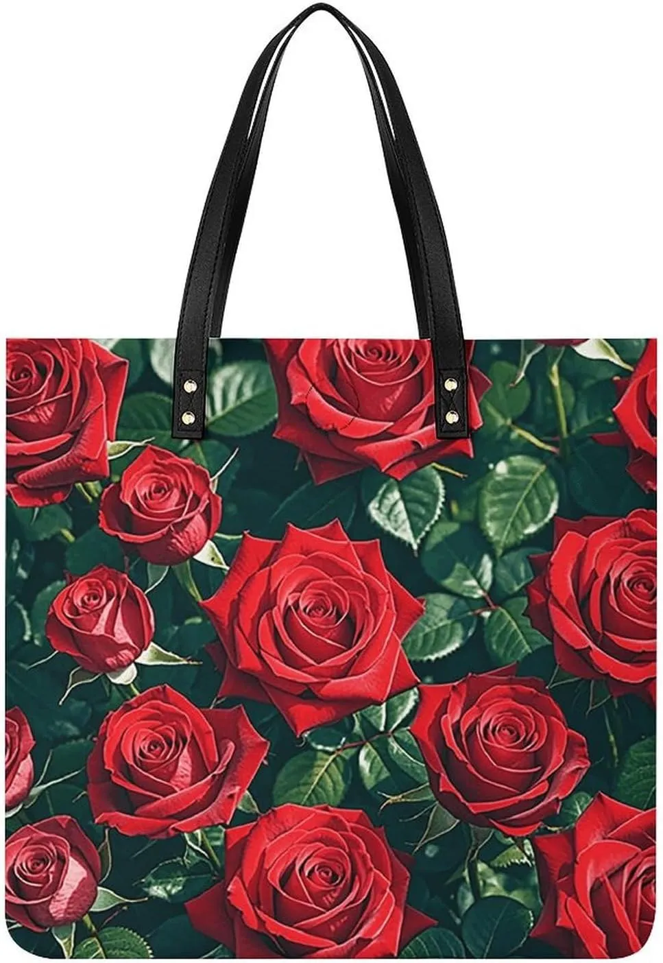 Red Rose Romantic Leather Handbags Crossbody Bags for Women Trendy Vegan Purses Shoulder Handbags with Wide Shoulder Strap And Zipper