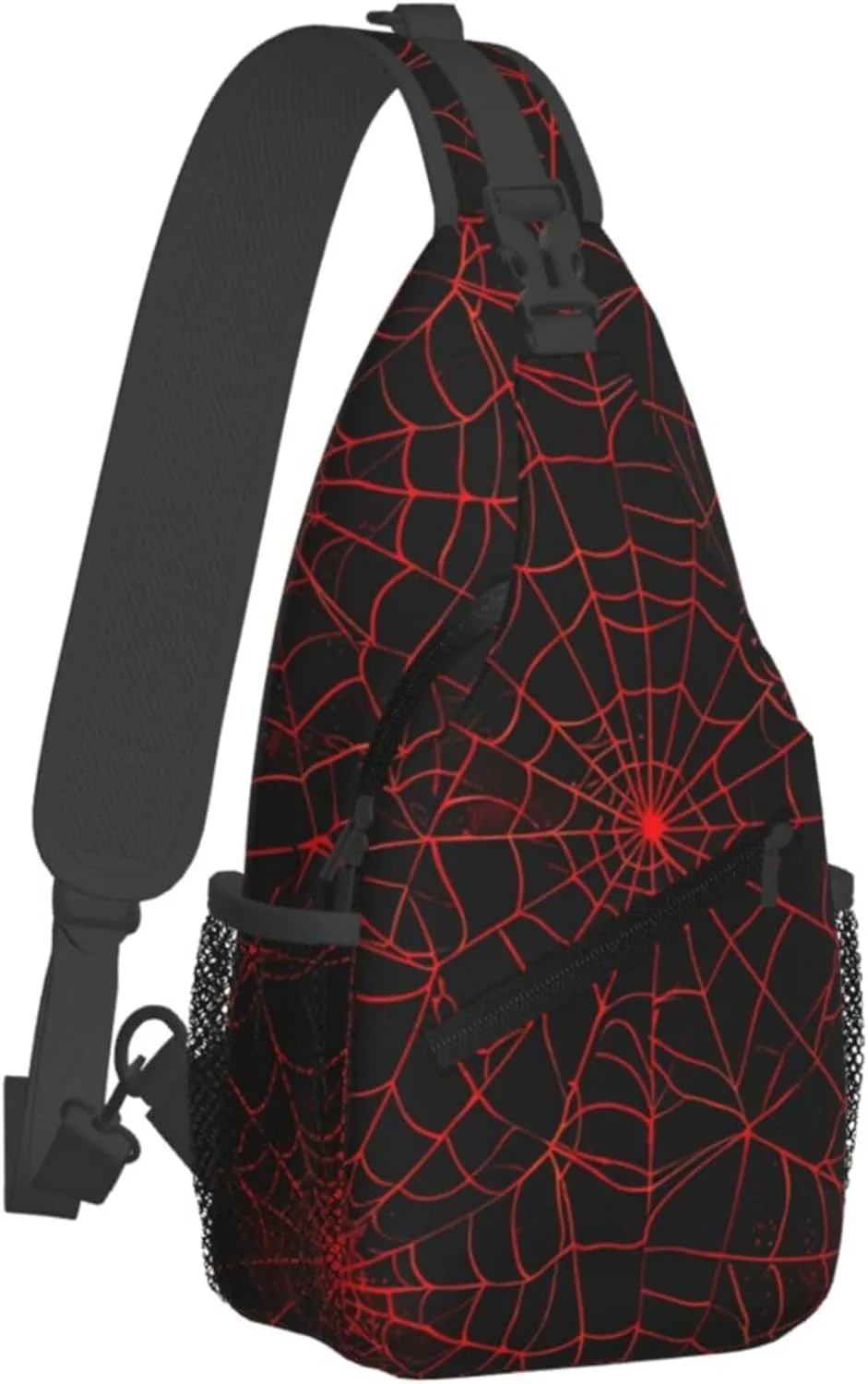 Red Spider Web Sling Backpack Crossbody Bag, Chest Bag Daypack for Outdoors Hiking Traveling