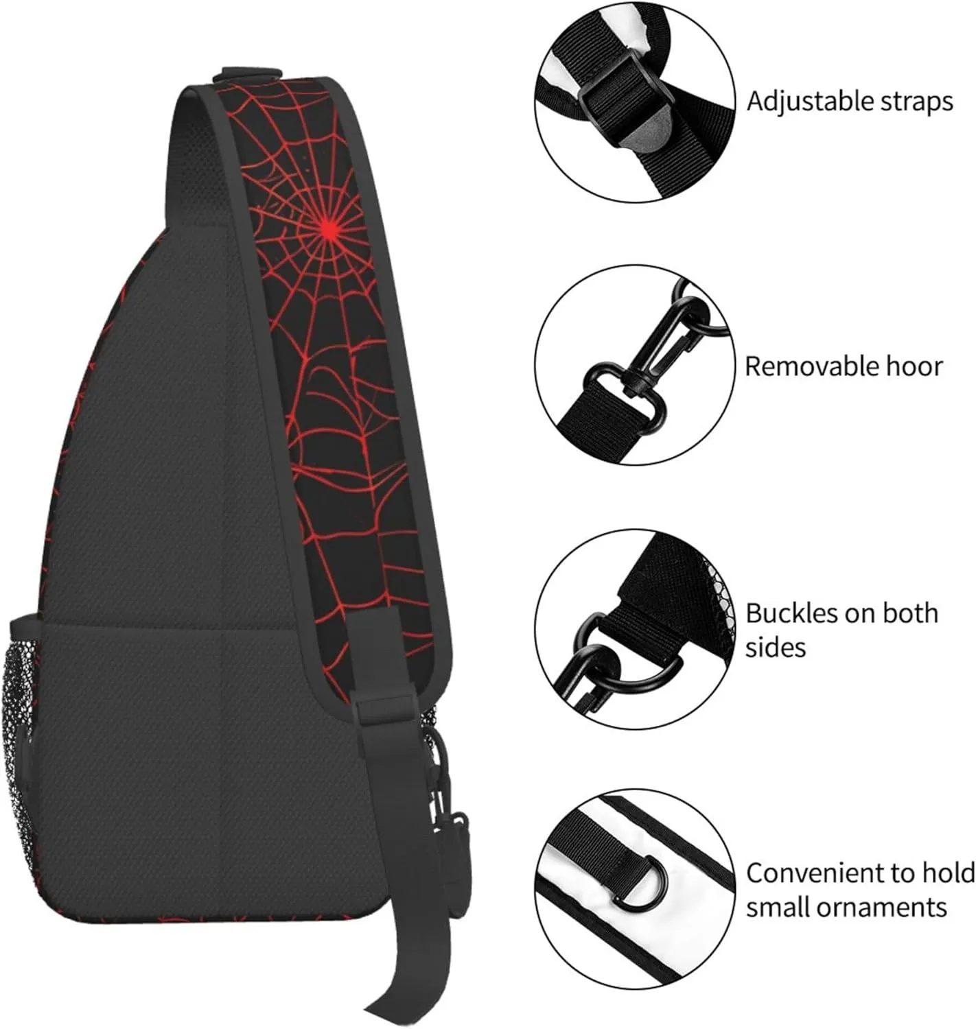 Red Spider Web Sling Backpack Crossbody Bag, Chest Bag Daypack for Outdoors Hiking Traveling