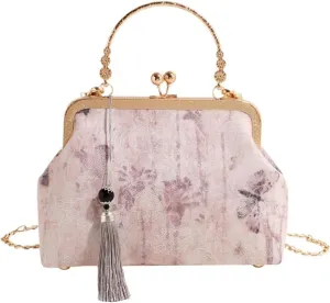 Retro Shoulder Chain Bag Chinese Style Butterfly Embroidered Jacquard Women's Evening Bags Hanfu Bag Wrist Bag