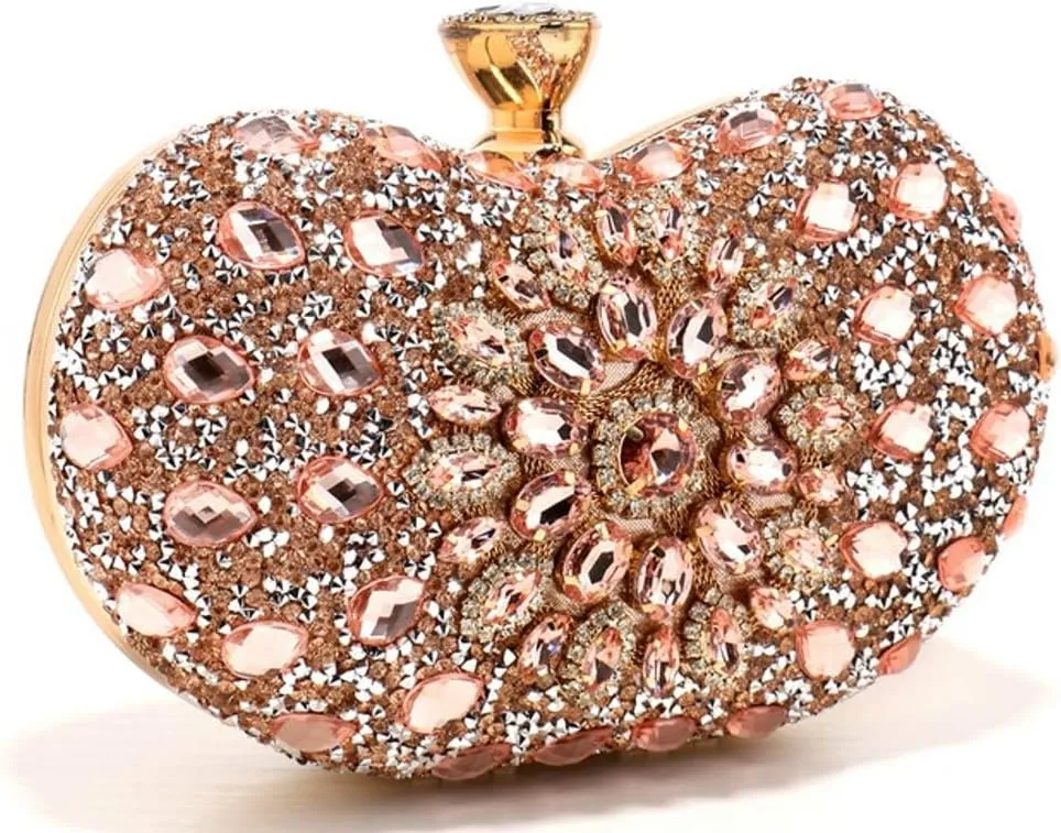 Rhinestone Clutch Purses for Women Sparkly Evening Bags Luxury Crystal Love Pearl Clasp Handbag Diamond Handbags 2025