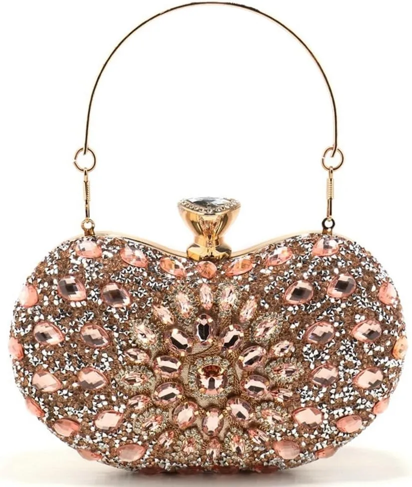 Rhinestone Clutch Purses for Women Sparkly Evening Bags Luxury Crystal Love Pearl Clasp Handbag Diamond Handbags 2025