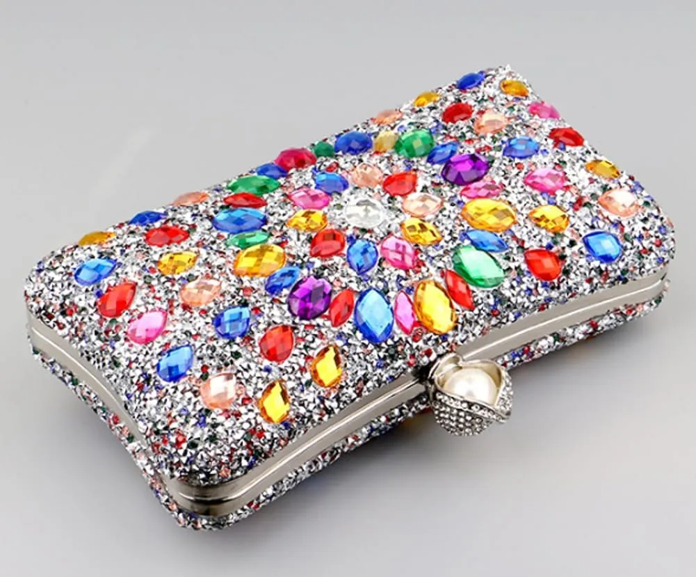 Rhinestone Clutch Purses for Women Sparkly Evening Bags Luxury Crystal Round Pearl Clasp Handbag Diamond Handbags 2025