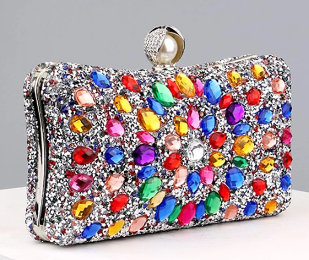 Rhinestone Clutch Purses for Women Sparkly Evening Bags Luxury Crystal Round Pearl Clasp Handbag Diamond Handbags 2025
