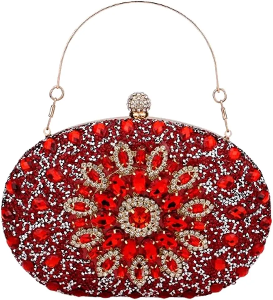 Rhinestone Clutch Purses for Women Sparkly Evening Bags Luxury Crystal Round Pearl Clasp Handbag Diamond Handbags 2025
