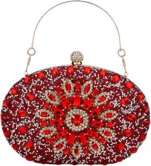Rhinestone Clutch Purses for Women Sparkly Evening Bags Luxury Crystal Round Pearl Clasp Handbag Diamond Handbags 2025