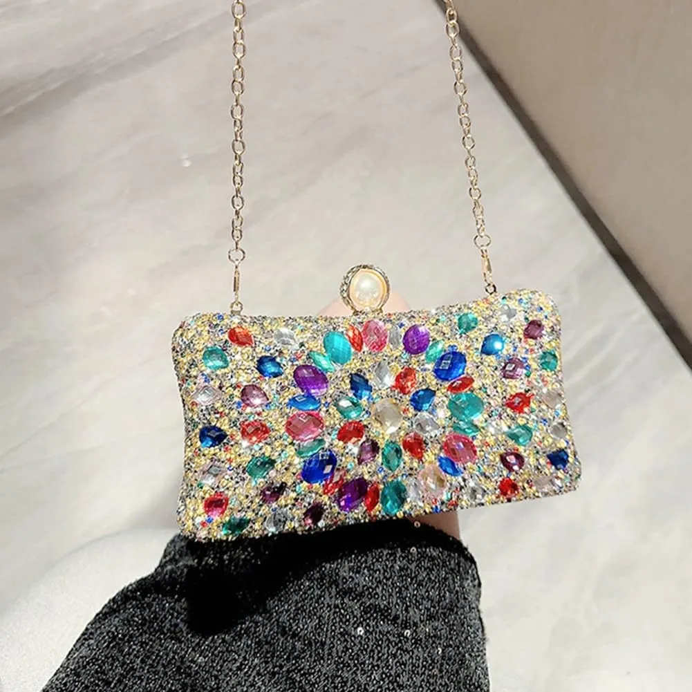Rhinestone Clutch Purses for Women Sparkly Evening Bags Luxury Crystal Round Pearl Clasp Handbag Diamond Handbags 2025