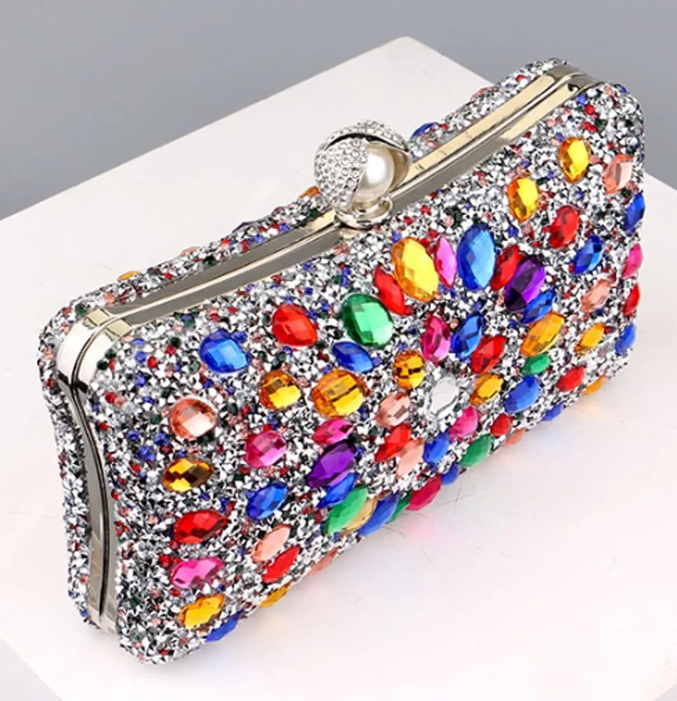 Rhinestone Clutch Purses for Women Sparkly Evening Bags Luxury Crystal Round Pearl Clasp Handbag Diamond Handbags 2025