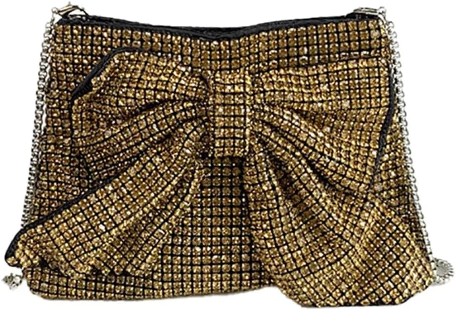Rhinestone Purse Glitter Evening bag Sparkly Bow Clutch Purses for Women Cross Body Handbags for Party Prom Wedding