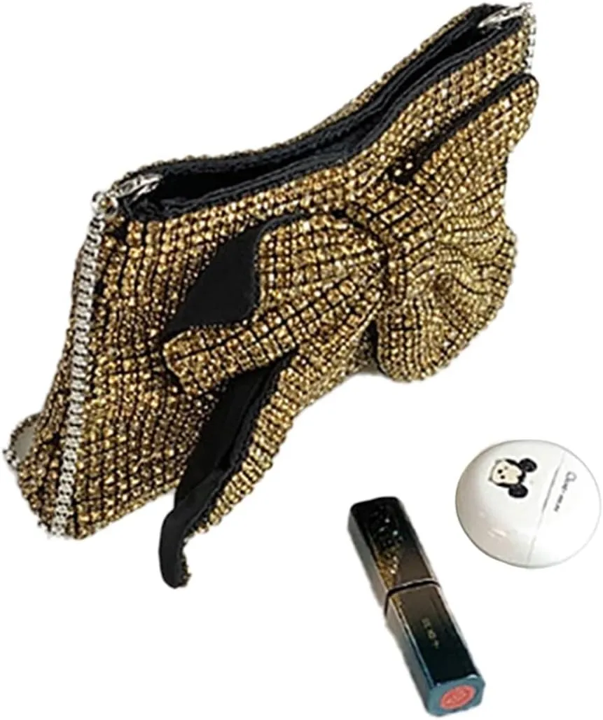 Rhinestone Purse Glitter Evening bag Sparkly Bow Clutch Purses for Women Cross Body Handbags for Party Prom Wedding