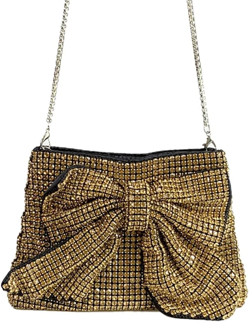 Rhinestone Purse Glitter Evening bag Sparkly Bow Clutch Purses for Women Cross Body Handbags for Party Prom Wedding