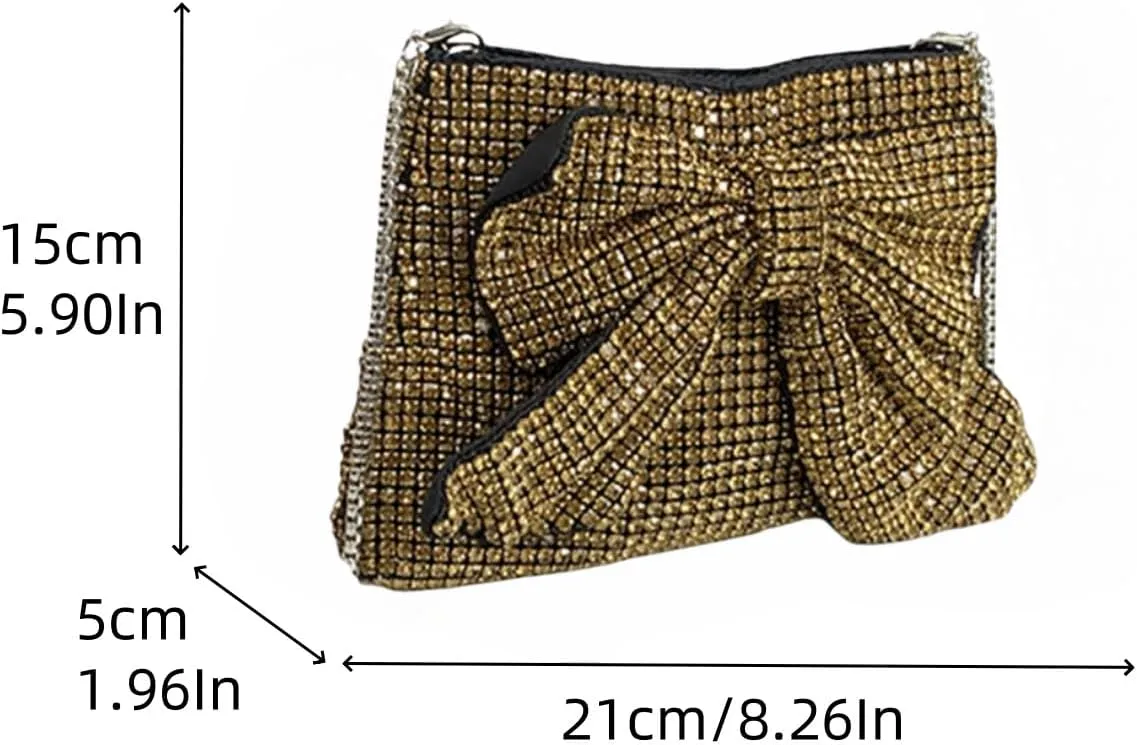 Rhinestone Purse Glitter Evening bag Sparkly Bow Clutch Purses for Women Cross Body Handbags for Party Prom Wedding