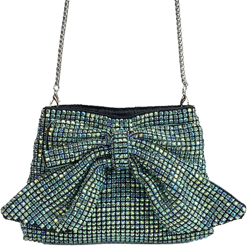 Rhinestone Purse Glitter Evening bag Sparkly Bow Clutch Purses for Women Cross Body Handbags for Party Prom Wedding