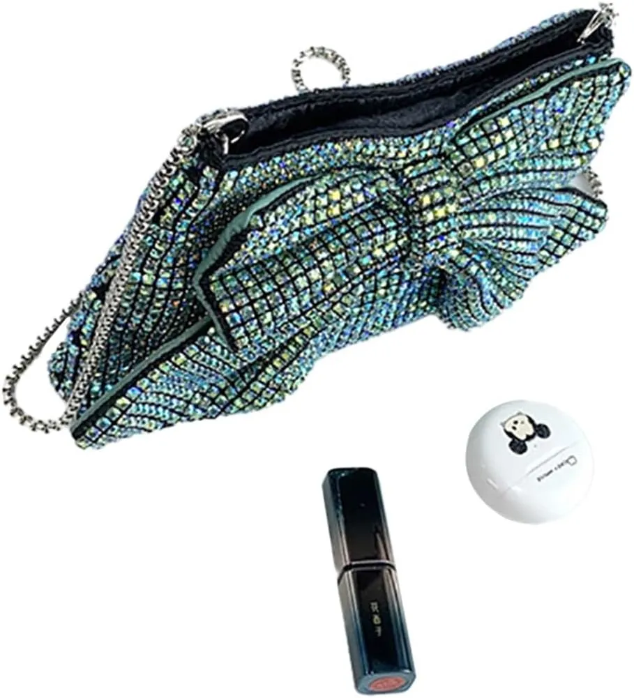 Rhinestone Purse Glitter Evening bag Sparkly Bow Clutch Purses for Women Cross Body Handbags for Party Prom Wedding