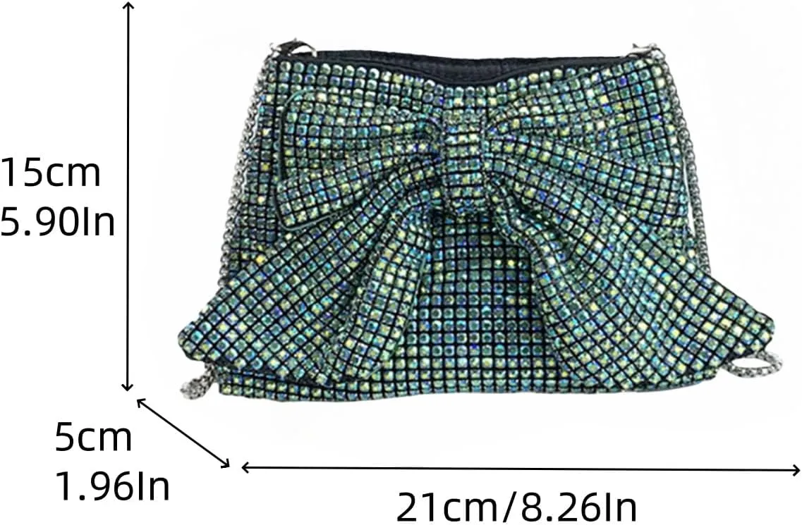 Rhinestone Purse Glitter Evening bag Sparkly Bow Clutch Purses for Women Cross Body Handbags for Party Prom Wedding