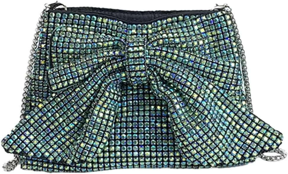 Rhinestone Purse Glitter Evening bag Sparkly Bow Clutch Purses for Women Cross Body Handbags for Party Prom Wedding