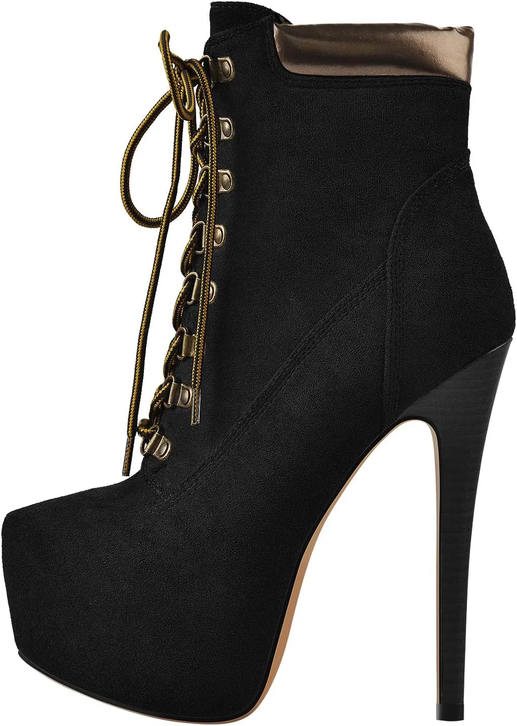Richealnana Women's Platform Lace Up Stiletto Heel Ankle Boots