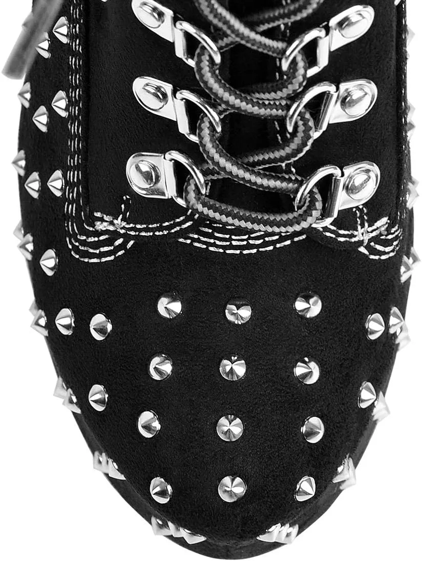 Richealnana Women's Platform Lace Up Stiletto Heel Ankle Boots