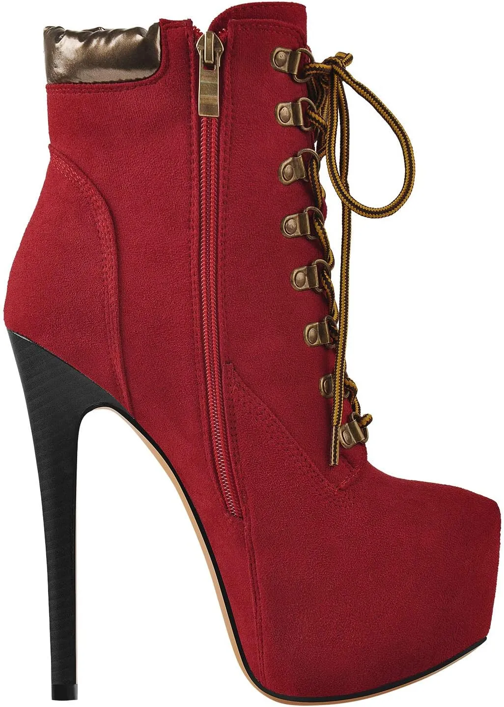 Richealnana Women's Platform Lace Up Stiletto Heel Ankle Boots