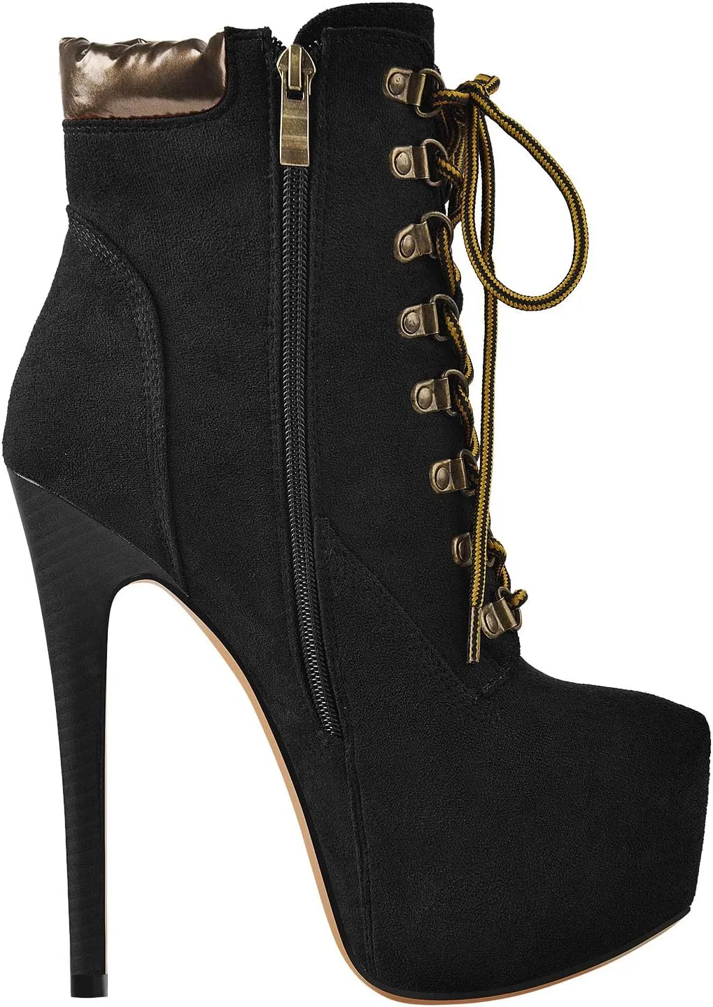 Richealnana Women's Platform Lace Up Stiletto Heel Ankle Boots