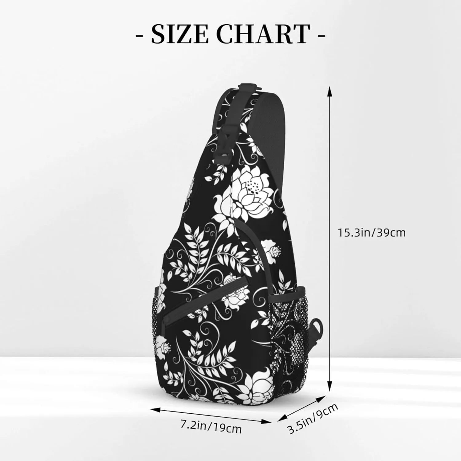 RIMENCH black and white flowers floral Sling Bag Multipurpose Sling Shoulder Backpack Fashion Sling Backpack Bag Premium Gym Bags Daypack Casual Chest Bag