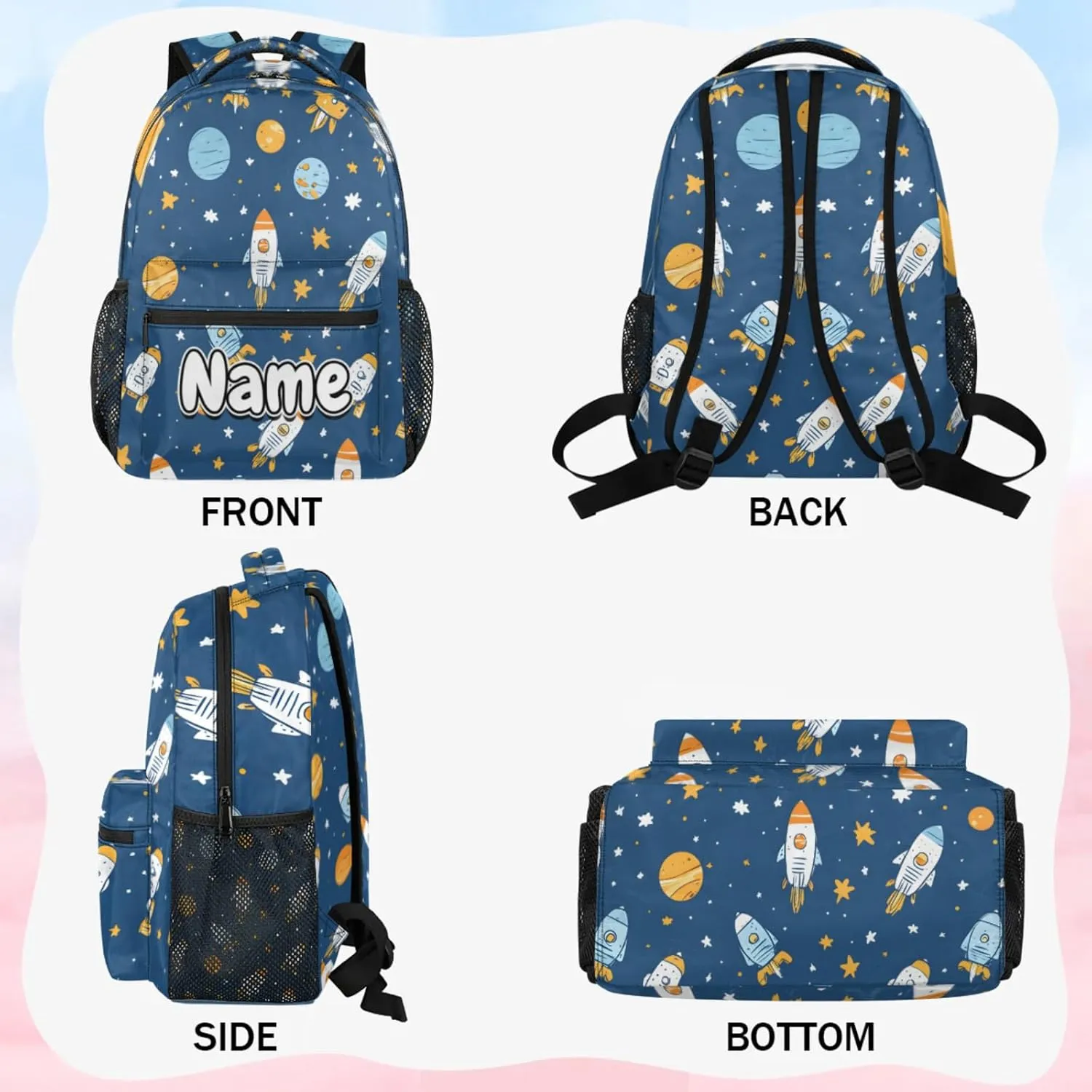 Rocket Large Backpack Fashion Travel Backpacks for Business Women Men Casual Laptop Bag Waterproof Lightweight Shoulder Bags 16in
