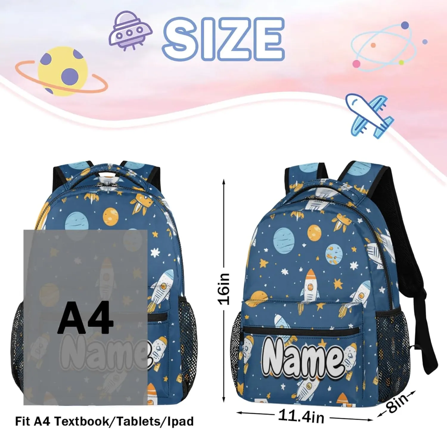 Rocket Large Backpack Fashion Travel Backpacks for Business Women Men Casual Laptop Bag Waterproof Lightweight Shoulder Bags 16in