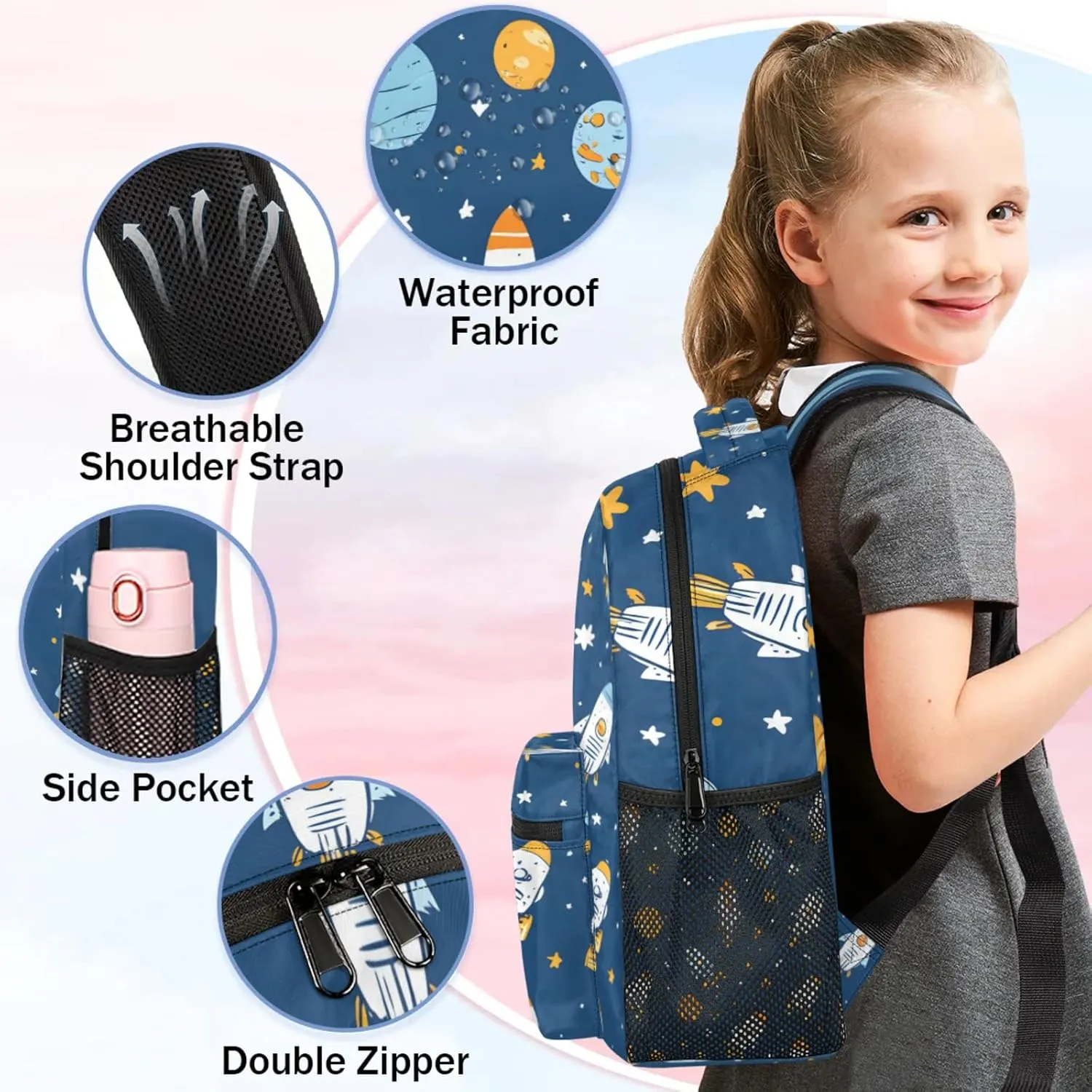 Rocket Large Backpack Fashion Travel Backpacks for Business Women Men Casual Laptop Bag Waterproof Lightweight Shoulder Bags 16in