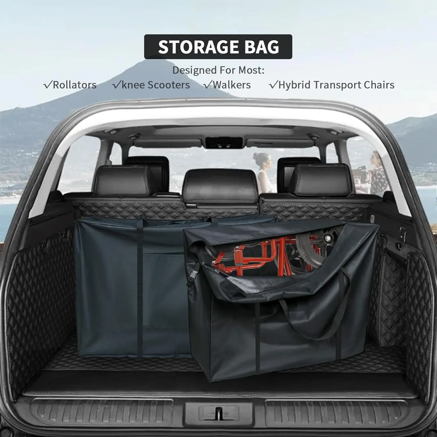 Rollator Travel Bag - Waterproof Wheelchair Bag for Folding Walker Compact Wheelchair Transport Chair Portable Large Duffel Bag Carry Case for Car and Airplane Traveling (39" Lx16 Wx32 H)