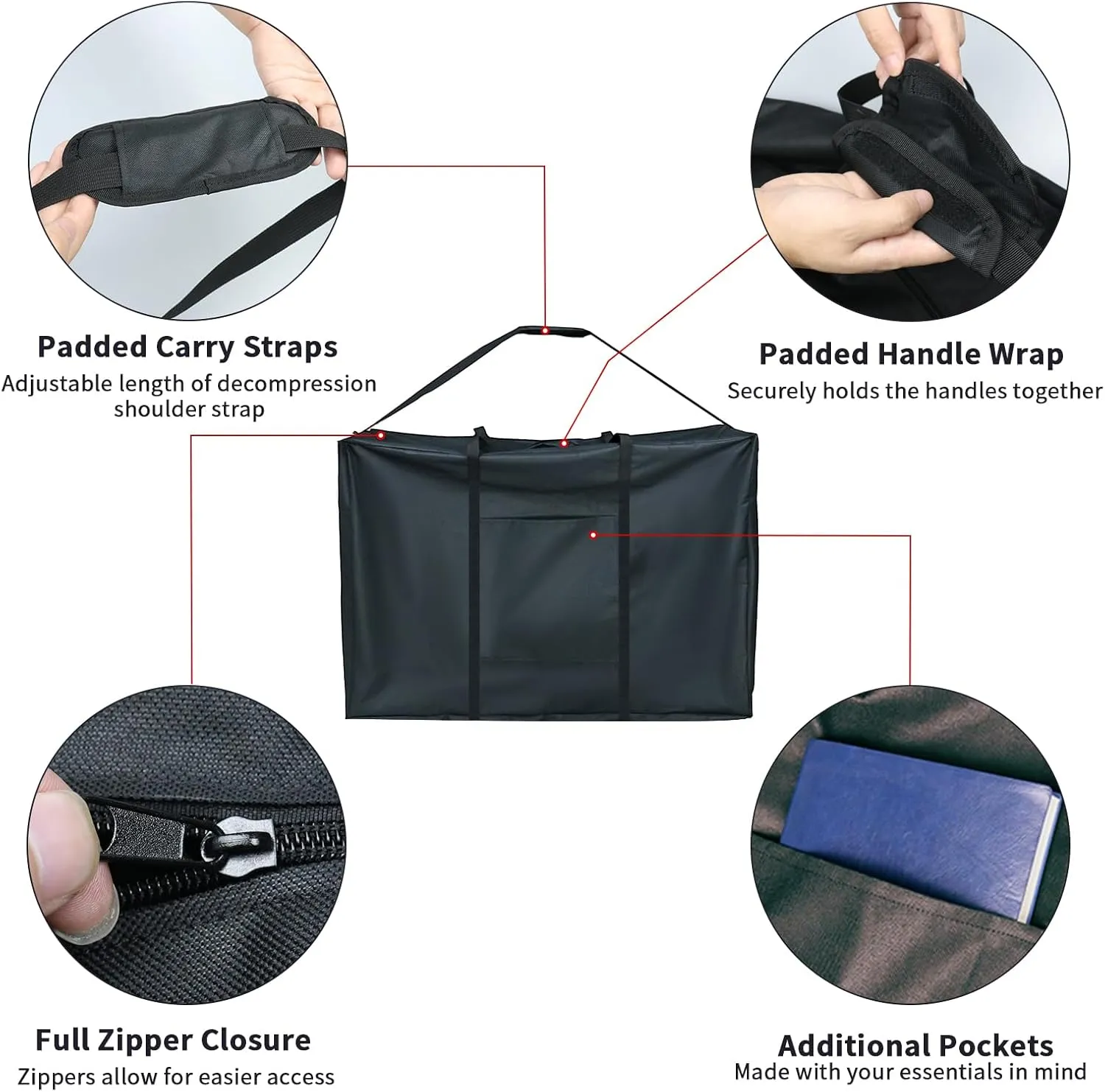 Rollator Travel Bag - Waterproof Wheelchair Bag for Folding Walker Compact Wheelchair Transport Chair Portable Large Duffel Bag Carry Case for Car and Airplane Traveling (39" Lx16 Wx32 H)