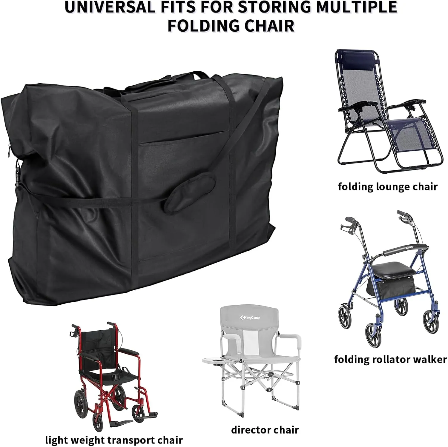 Rollator Travel Bag - Waterproof Wheelchair Bag for Folding Walker Compact Wheelchair Transport Chair Portable Large Duffel Bag Carry Case for Car and Airplane Traveling (39" Lx16 Wx32 H)