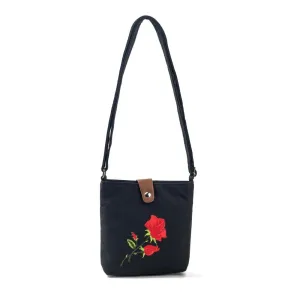 Rose Embroidered Shoulder Bag