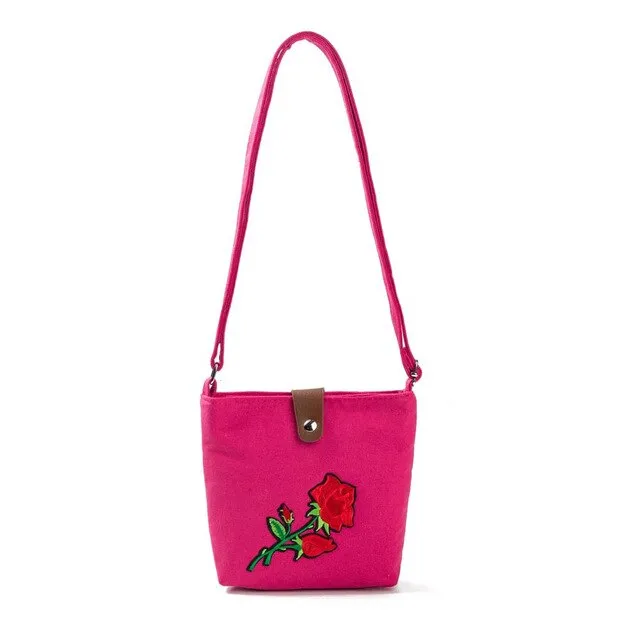 Rose Embroidered Shoulder Bag