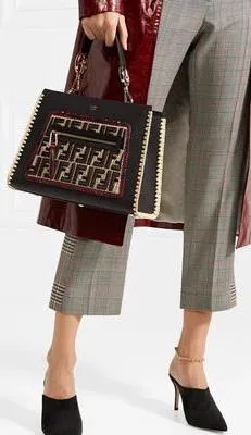 Runaway Small Python and Embroidered Raffia-Trimmed Leather Tote