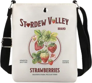 S Valley Game Gift Video Game Lover Gift Valley Virtual Game Strawberries Gift Farming Country Gamer Crossbody Bag