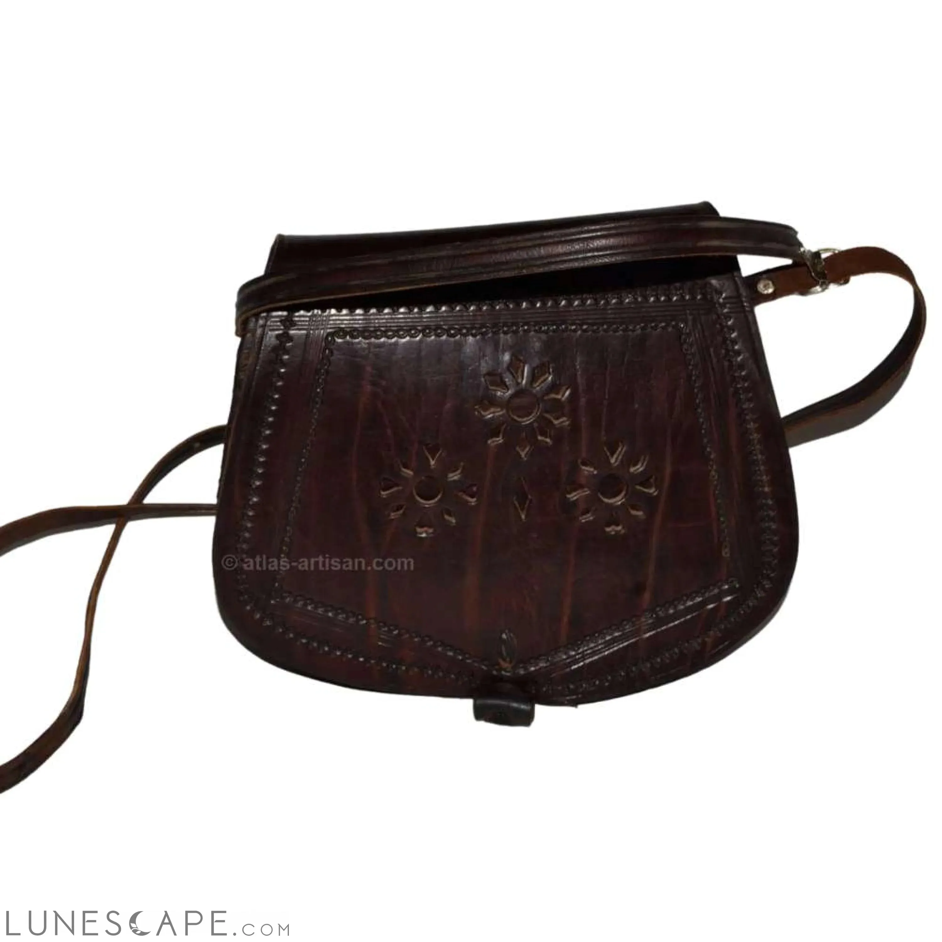 Sac Montes Hand-Tooled Leather Amazigh Messenger Bag