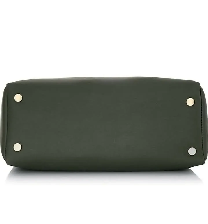 SAGIRON Dark Green Leatherette Handbag with Cute Tassel