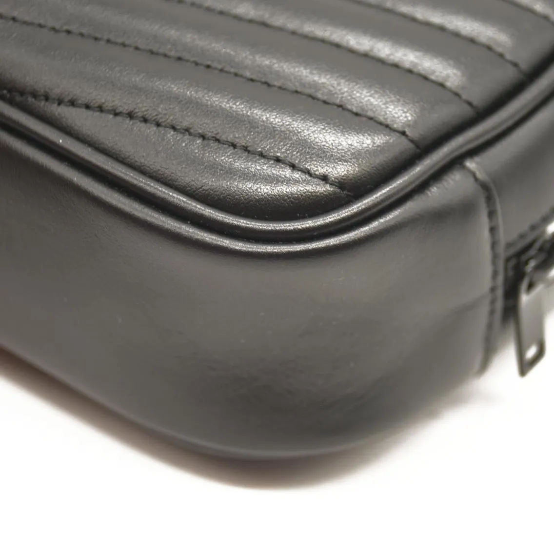 SAINT LAURENT  Grain De Poudre Matelasse Monochrome Monogram Mini Lou Camera Bag Black