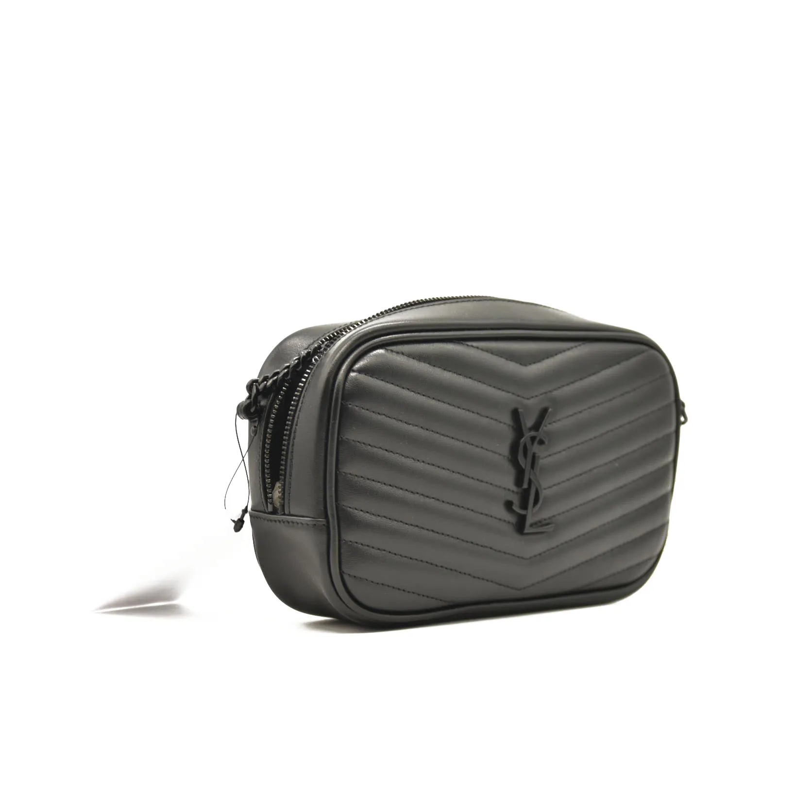 SAINT LAURENT  Grain De Poudre Matelasse Monochrome Monogram Mini Lou Camera Bag Black