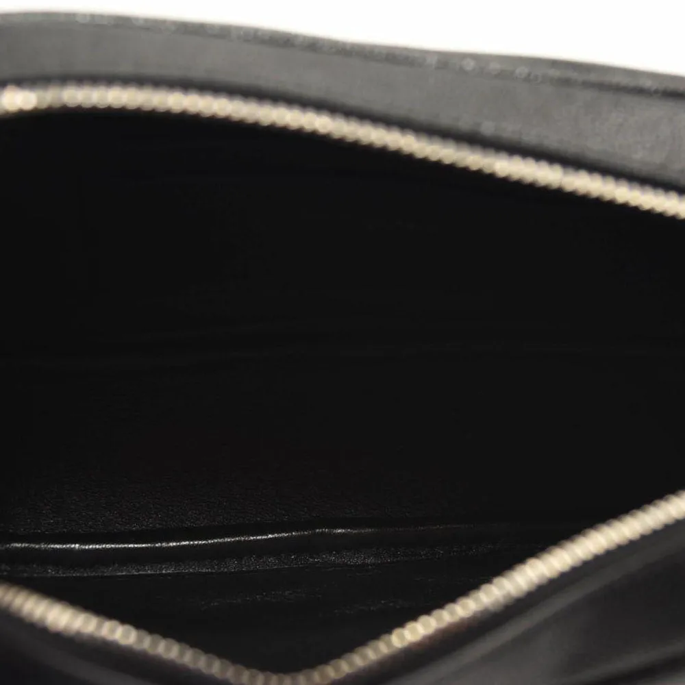 SAINT LAURENT Grain De Poudre Matelasse Monogram Mini Lou Camera Bag Black