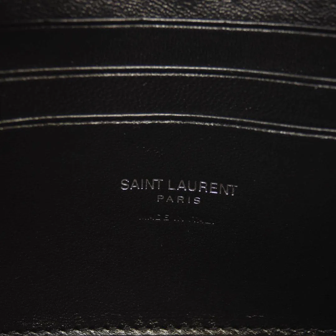 SAINT LAURENT Grain De Poudre Matelasse Monogram Mini Lou Camera Bag Black