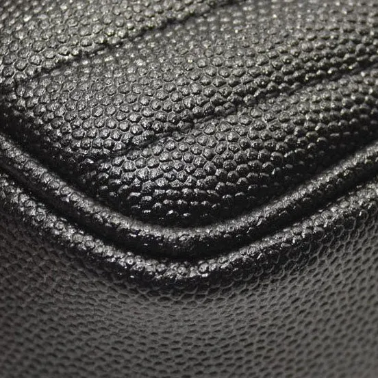 SAINT LAURENT Grain De Poudre Matelasse Monogram Mini Lou Camera Bag Black
