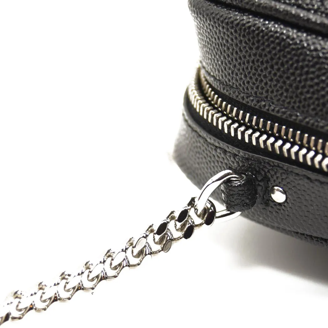 SAINT LAURENT Grain De Poudre Matelasse Monogram Mini Lou Camera Bag Black